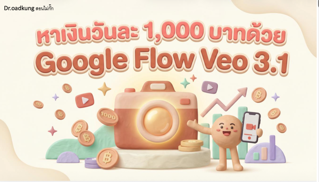 (Ebook + Prompt)ไกด์หาเงินวันละ 1,000 บาทด้วย Google Flow Veo 3.1
