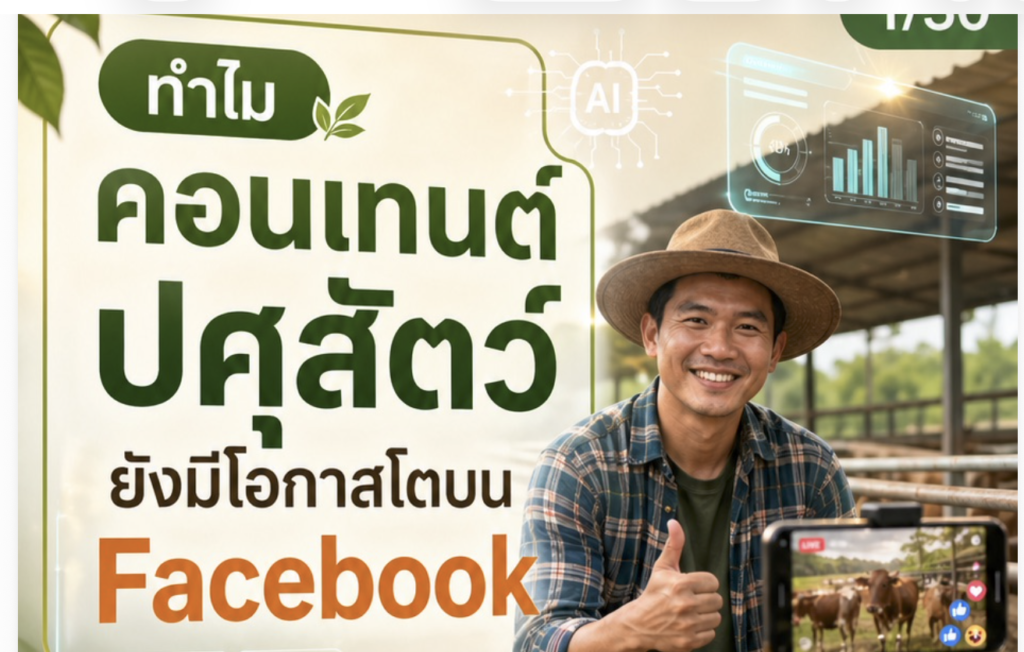 (Ebook+Prompt) คู่มือปั้นเพจ Facebook สร้างรายได้ด้วยคอนเท้นต์ด้าน ปศุสัตว์
