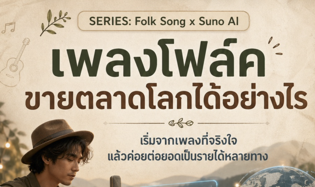 (Ebook + Prompt) คู่มือสร้างรายได้ทั่วโลกไปกับเพลง Folk ด้วย SUNO AI กับคำสั่ง Prompt ที่สามารถประยุกต์ใช้งานได้จริง