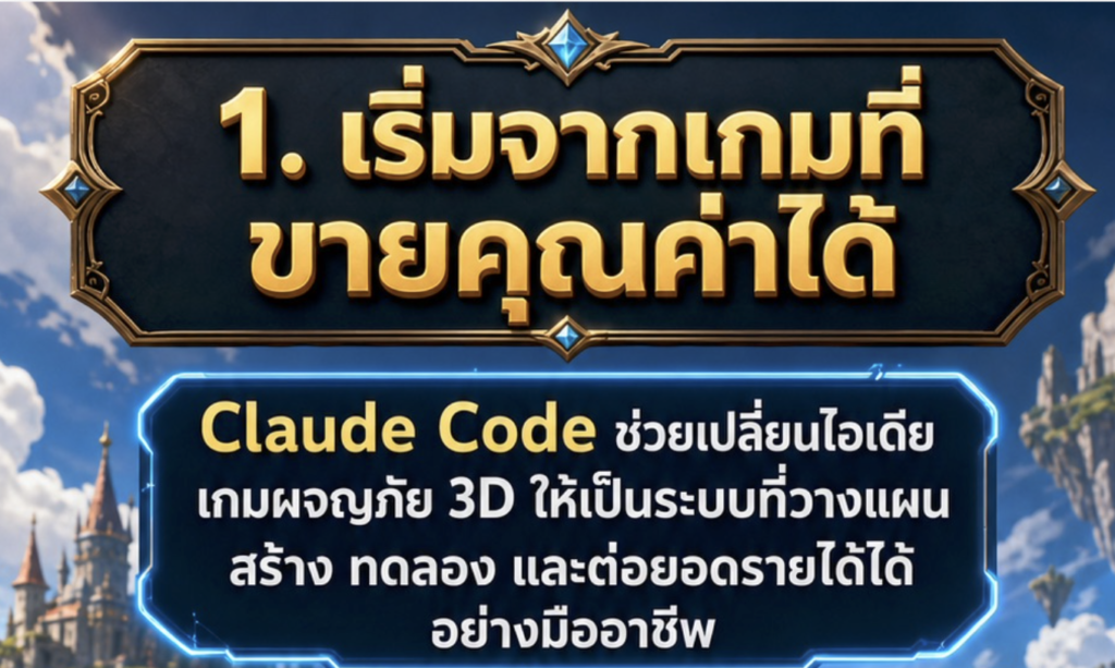 (Ebook + Prompt) คู่มือ Claude code ทำระบบเกม 3D animation สร้างรายได้ออนไลน์ กับคำสั่ง Prompt ที่สามารถประยุกต์ใช้งานได้จริง