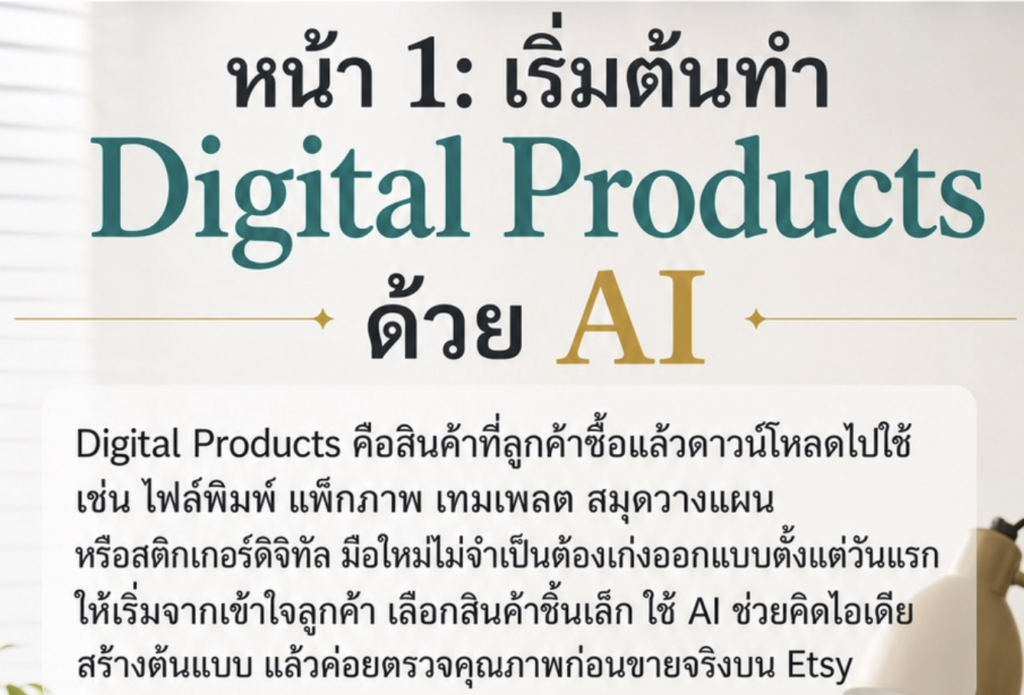 (Ebook + Prompt) คู่มือสร้างรายได้ออนไลน์ที่ ETSY ด้วย Digital product กับคำสั่ง Prompt ที่สามารถประยุกต์ใช้งานได้จริง