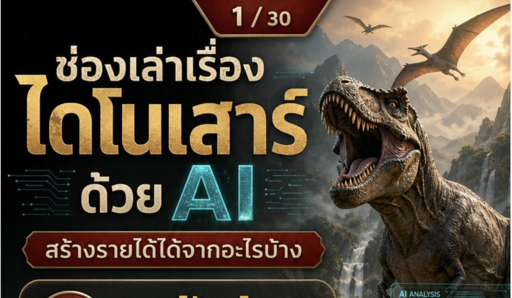 (Ebook + Prompt) คู่มือปั้นช่อง youtube สัตว์โลกล้านปี ไดโนเสาร์ ด้วย ai สร้างรายได้ออนไลน์ กับคำสั่ง Prompt ที่สามารถประยุกต์ใช้งานได้จริง