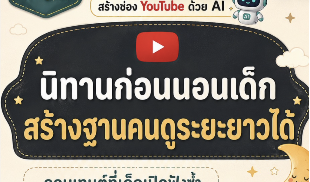 (Ebook + Prompt) คู่มือปั้นช่อง youtube นิทานเด็กก่อนนอนด้วย ai สร้างรายได้ออนไลน์ กับคำสั่ง Prompt ที่สามารถประยุกต์ใช้งานได้จริง