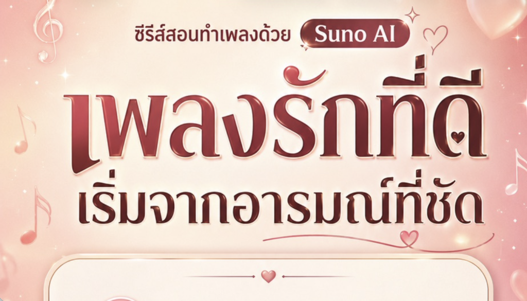 (Ebook + Prompt) คู่มือสร้างเพลงรัก ด้วย Suno ai พร้อมแนวทางสร้างรายได้ออนไลน์ กับคำสั่ง Prompt ที่สามารถประยุกต์ใช้งานได้จริง