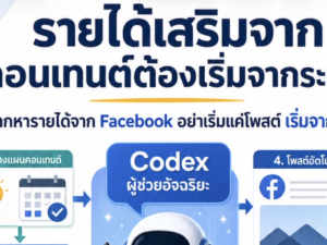 (Ebook + Prompt) คู่มือการใช้ Codex สำหรับการทำคอนเทนต์ Facebook อัตโนมัติ พร้อมแนวทางสร้างรายได้ออนไลน์ กับคำสั่ง Prompt ที่สามารถประยุกต์ใช้งานได้จริง