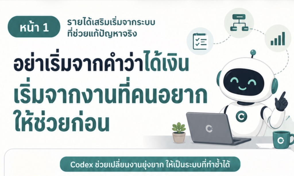 (Ebook + Prompt) คู่มือการใช้ Codex สำหรับทำงานวุ่นๆยากๆให้ง่ายแบบชาญฉลาด พร้อมแนวทางสร้างรายได้ออนไลน์ กับคำสั่ง Prompt ที่สามารถประยุกต์ใช้งานได้จริง