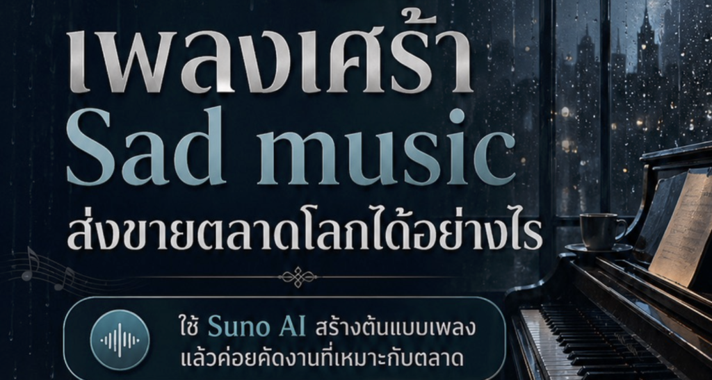 (Ebook + Prompt) คู่มือสร้างเพลงเศร้า Sad Music ด้วย Suno ai พร้อมแนวทางสร้างรายได้ออนไลน์ กับคำสั่ง Prompt ที่สามารถประยุกต์ใช้งานได้จริง
