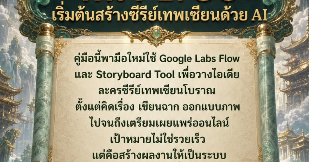 (Ebook + Prompt) คู่มือสร้าง Storyboard ละครเทพเซียนในนิยาย ด้วย Agent อัจฉริยะใน Google flow พร้อมแนวทางสร้างรายได้ออนไลน์