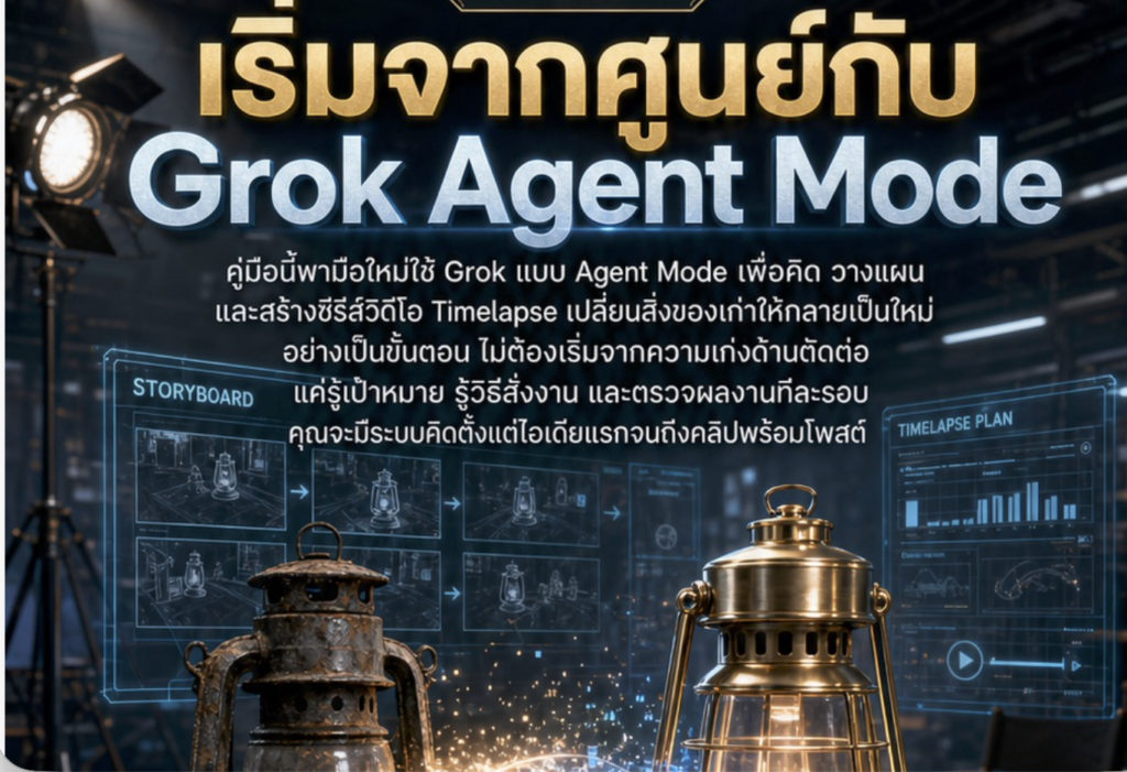 (Ebook + Prompt) คู่มือสร้าง Storyboard คลิป Timelapse เปลี่ยนเก่าเป็นใหม่ ด้วย Agent อัจฉริยะใน Grok พร้อมแนวทางสร้างรายได้ออนไลน์